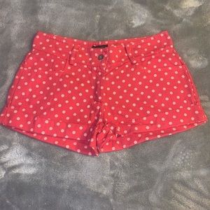 Size Medium Hysteria Dark Pink / Light Red Off White Polka Dot Denim Shorts